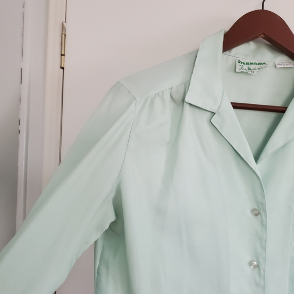 Vintage Silkhana Button Front Shirt 14 Mint Green - Picture 3 of 11